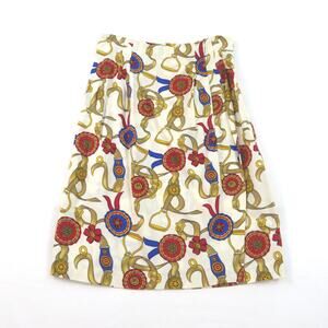 Harold's Rayon Skirt, Made in USA, Sz 8 Beige 1980s